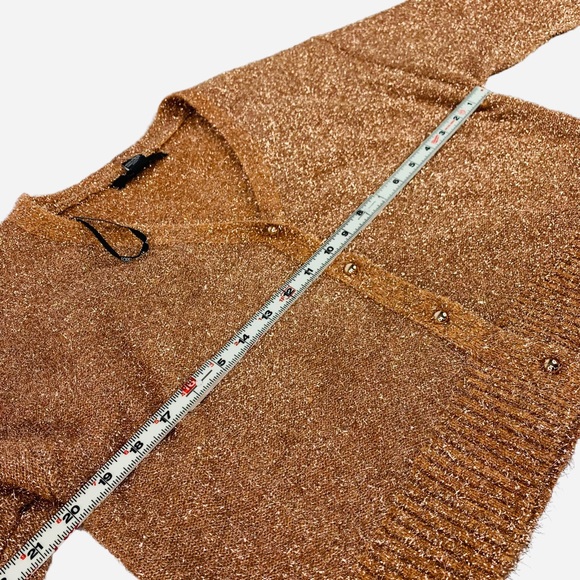 Forever 21 Rose Gold Eyelash Fuzzy Glitter Sparkle Button Down Cardigan - Picture 6 of 8